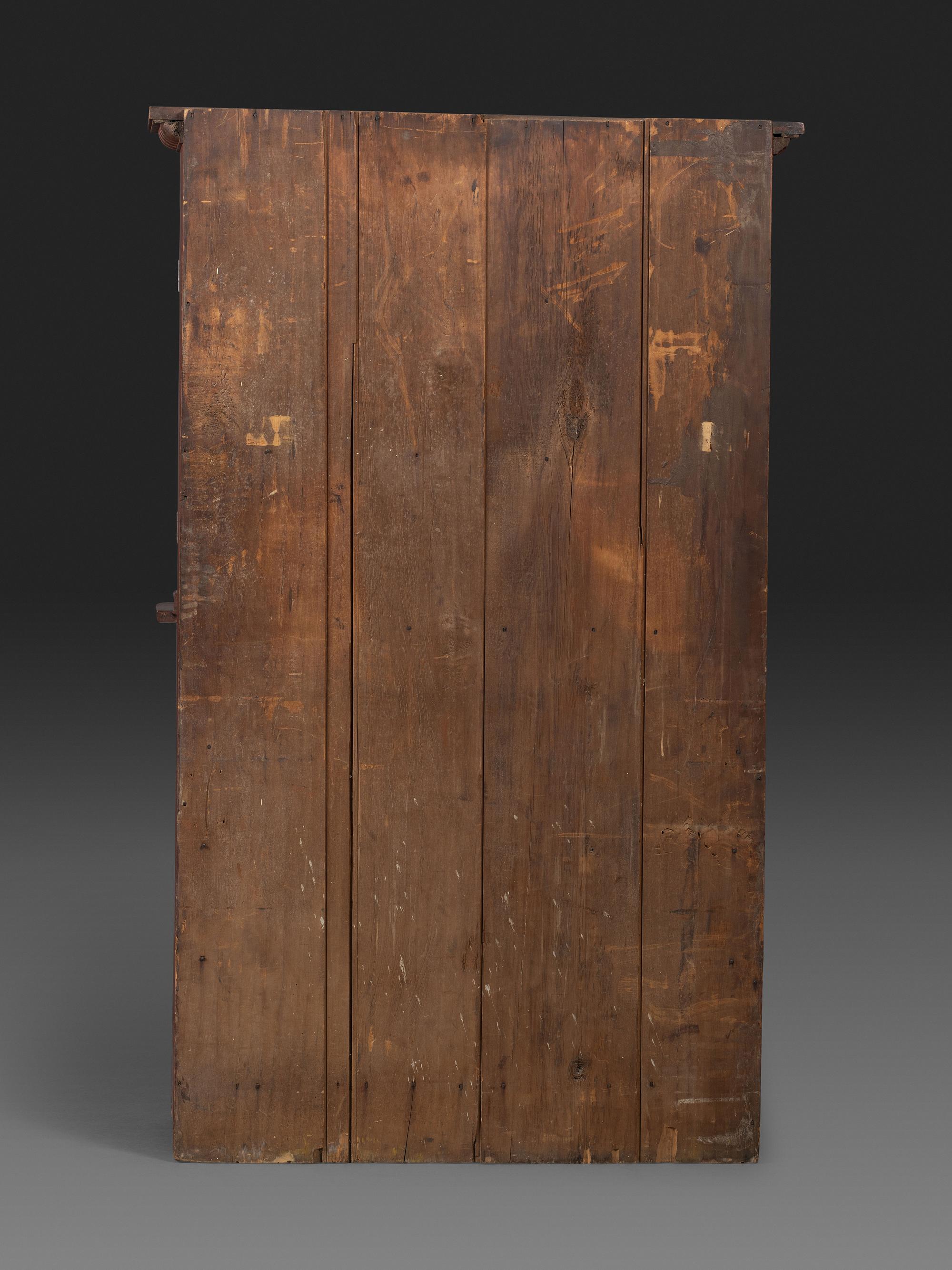 A Late Country Classical Grain Painted Pine Cupboard