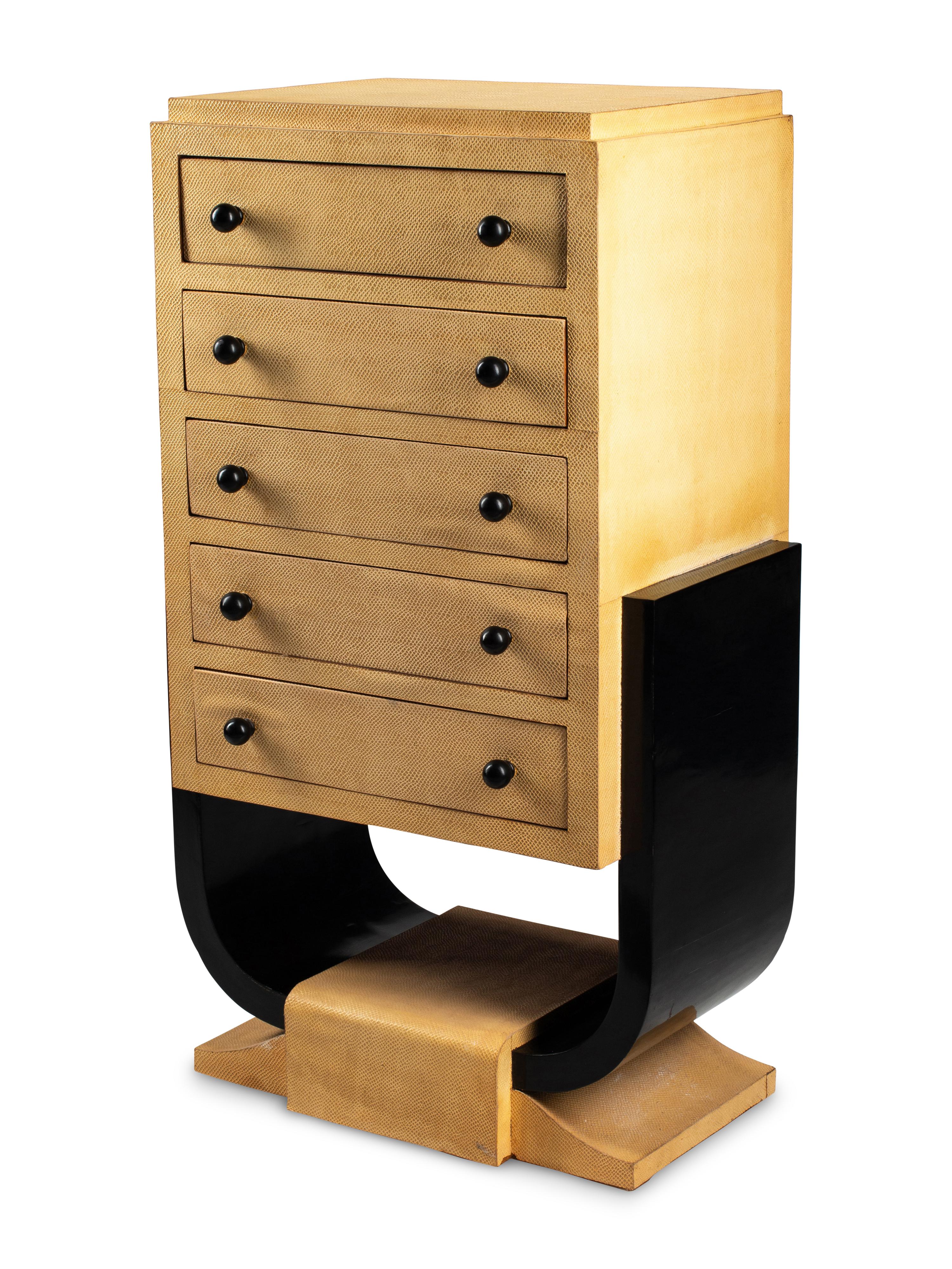 An Art Deco Style Parcel Ebonized Chest of Drawers