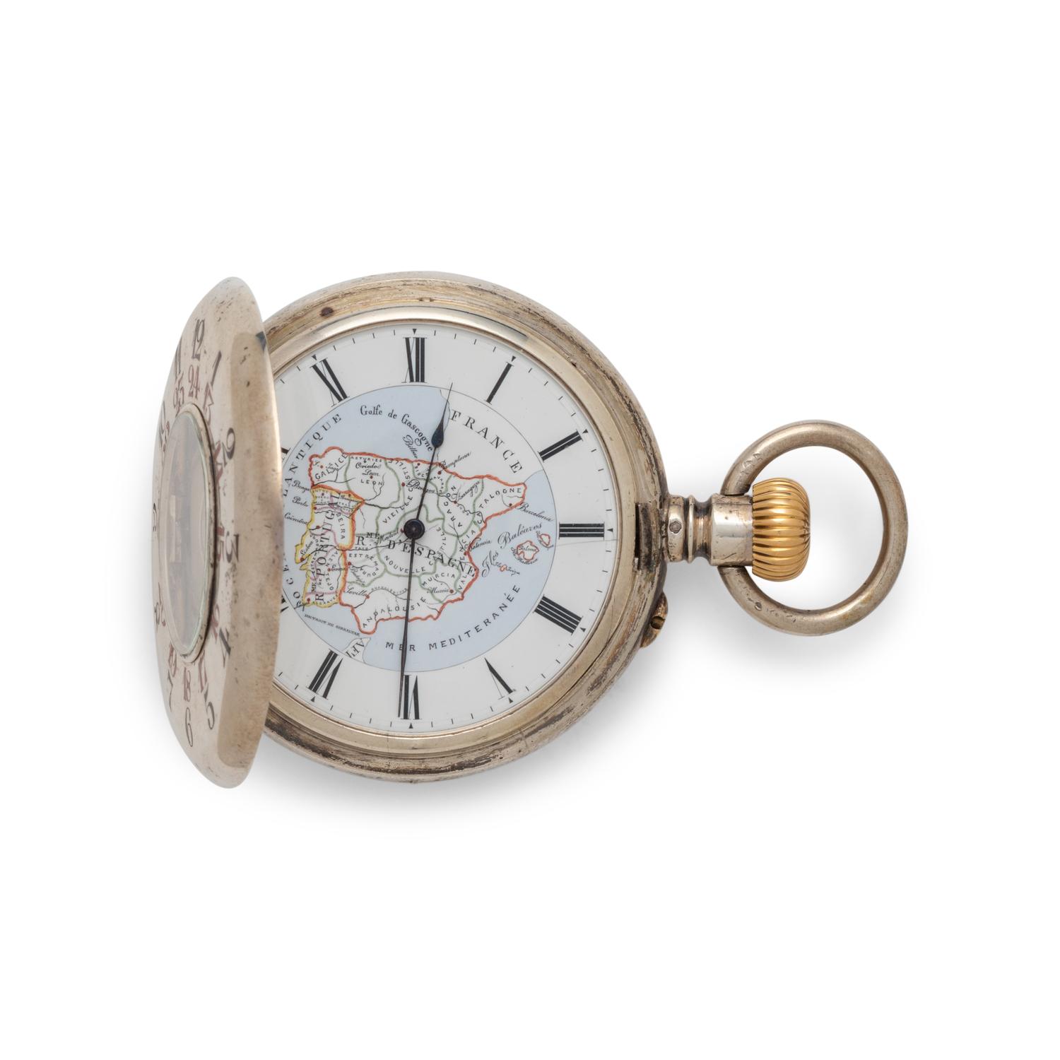 J. CHAPPUIS, SILVER HALF-HUNTING CASED KEYLESS LEVER WITH 8-DAYS DURATION AND ENAMEL PAINTED DIAL POCKET WATCH