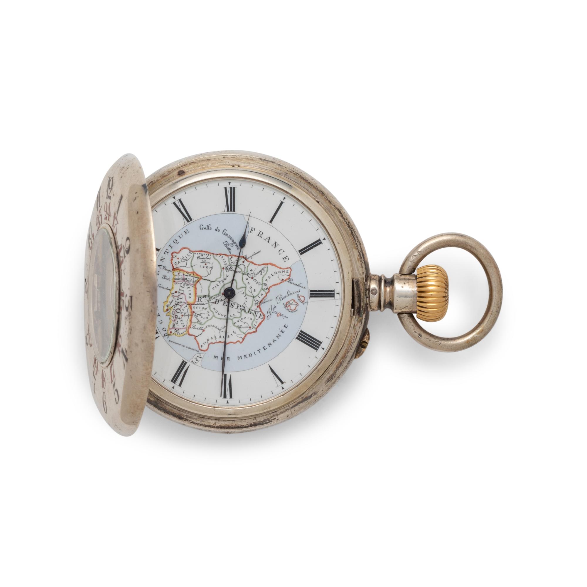 J. CHAPPUIS, SILVER HALF-HUNTING CASED KEYLESS LEVER WITH 8-DAYS DURATION AND ENAMEL PAINTED DIAL POCKET WATCH