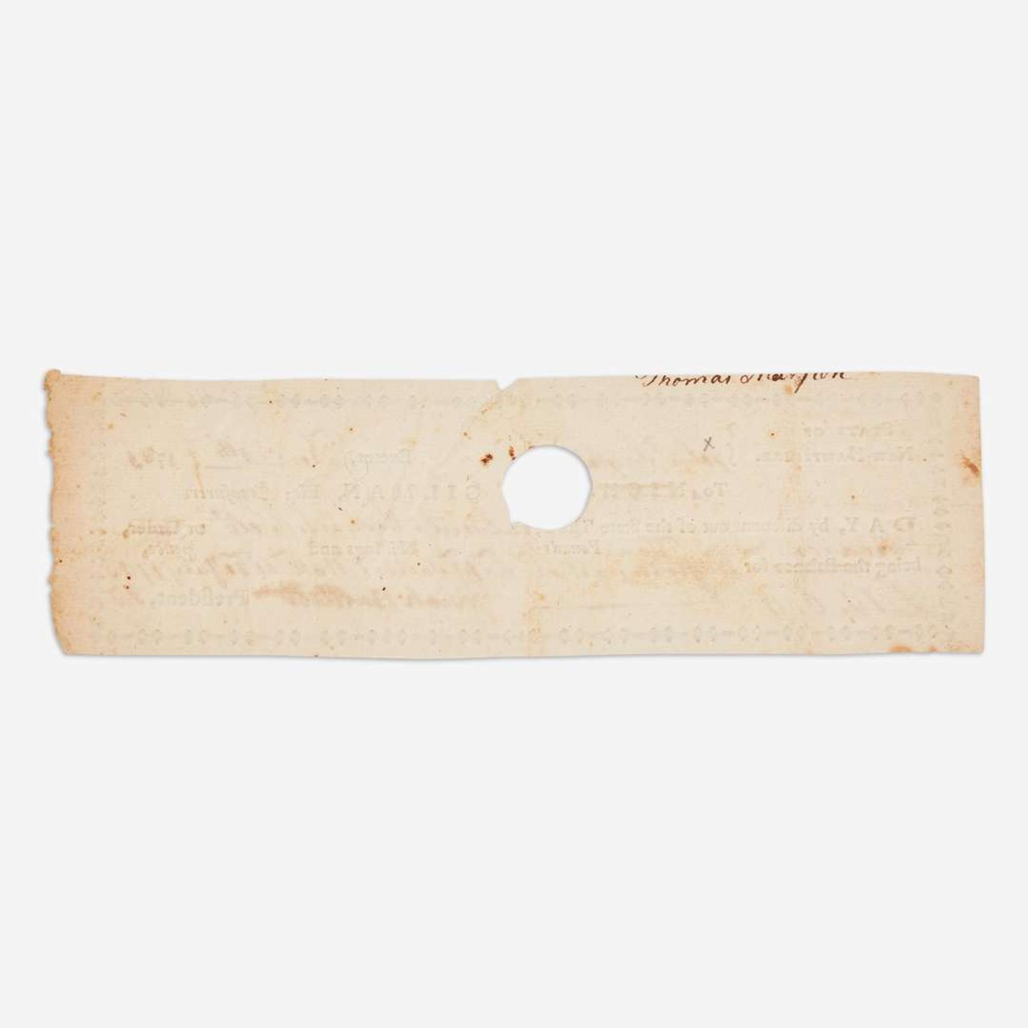 [Americana] [Declaration of Independence] Bartlett, Josiah Partially-Printed Document, signed