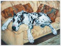 Three Works of Art depicting Great Danes Largest: 11 x 14 1/2 inches.