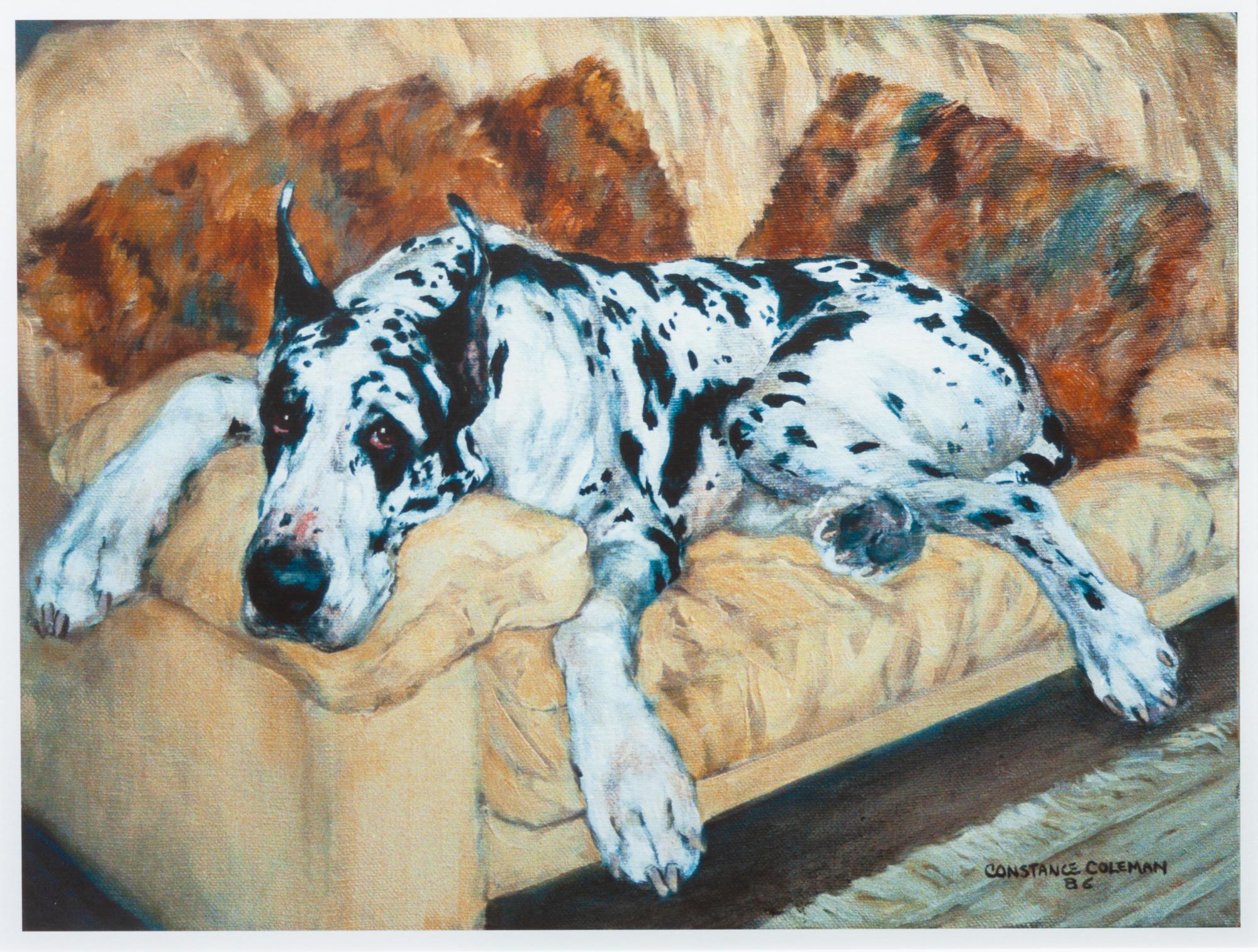 Three Works of Art depicting Great Danes Largest: 11 x 14 1/2 inches.