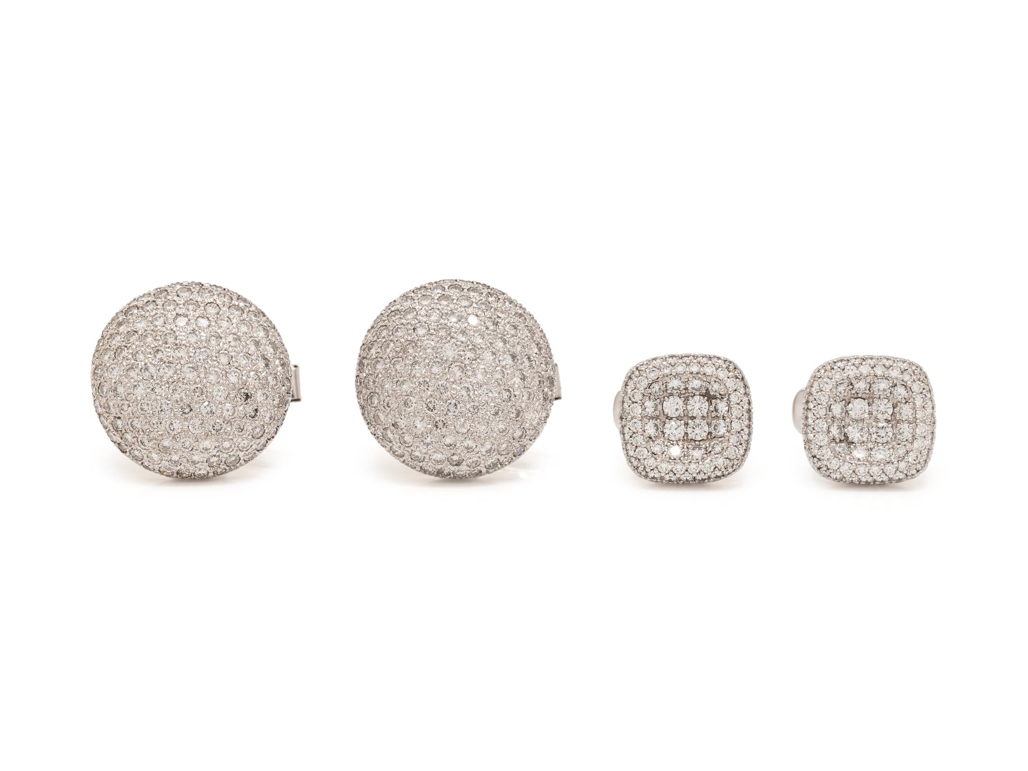 TWO PAIRS OF DIAMOND CUFFLINKS