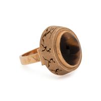 SOUTH AFRICAN, YELLOW GOLD AND TIGER'S EYE RING