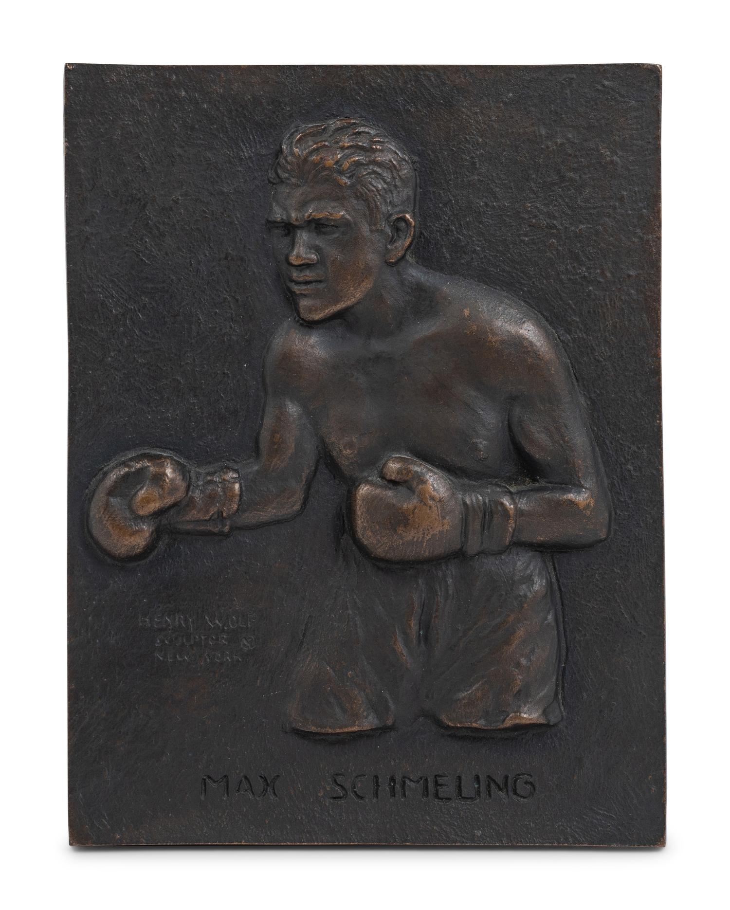 An Original 1930 Bronze of Max Schmeling Plaque by Henry Wolf,