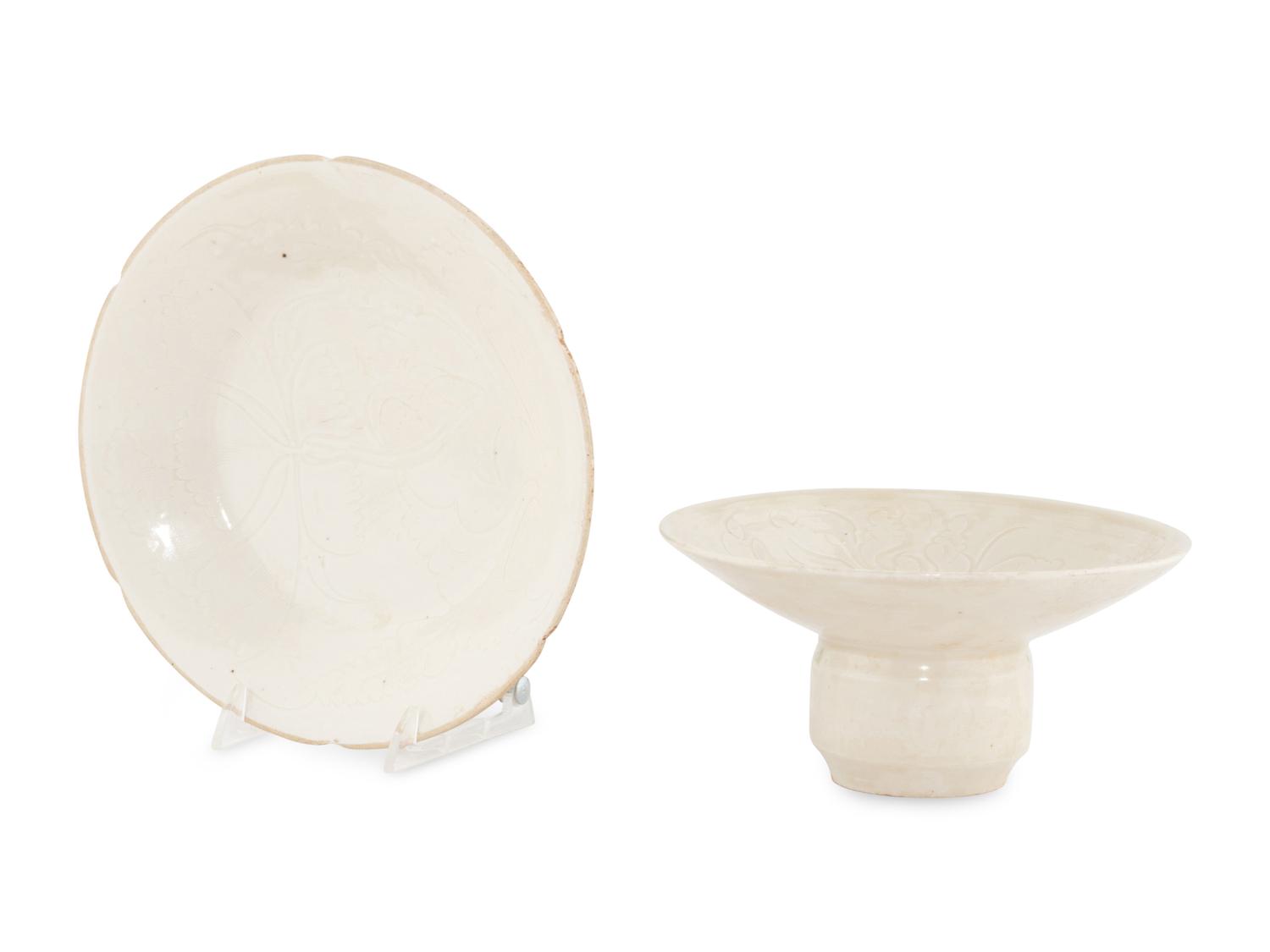 Two Chinese White Glazed Ding Porcelain Wares