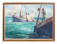 Larry Gluck (American, b. 1931) Sailing off Virgin Islands…