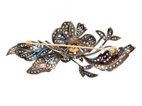 VICTORIAN, SILVER-TOPPED GOLD AND DIAMOND 'EN TREMBLANT' CORSAGE BROOCH