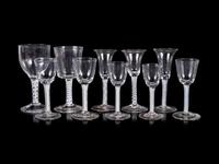 A Set of Ten English Twist Stem Wine Goblets