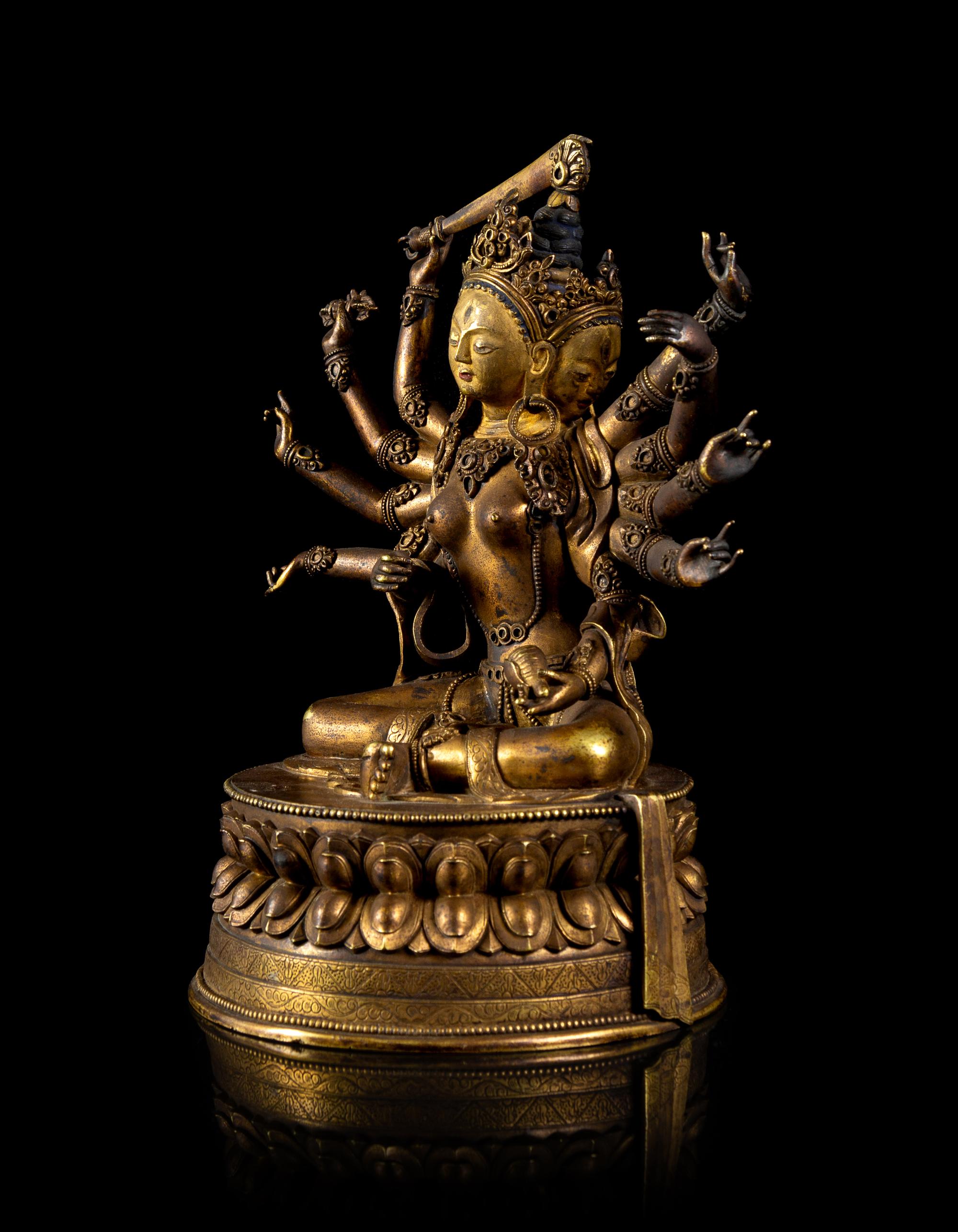 A Sino-Tibetan Gilt Bronze Figure of Tara