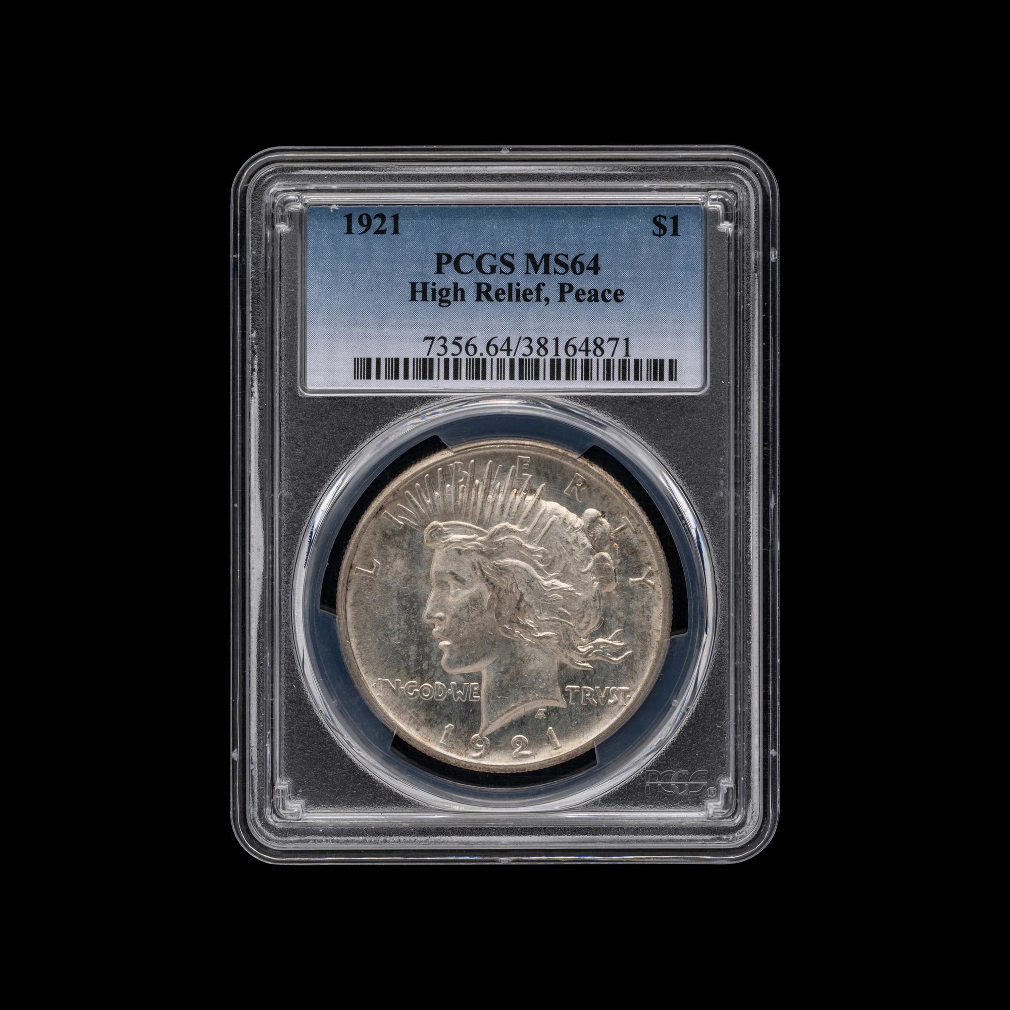 A 1921 Peace: High Relief $1 Coin [PCGS MS64]