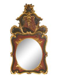 An Italian Painted and Parcel Gilt Mirror