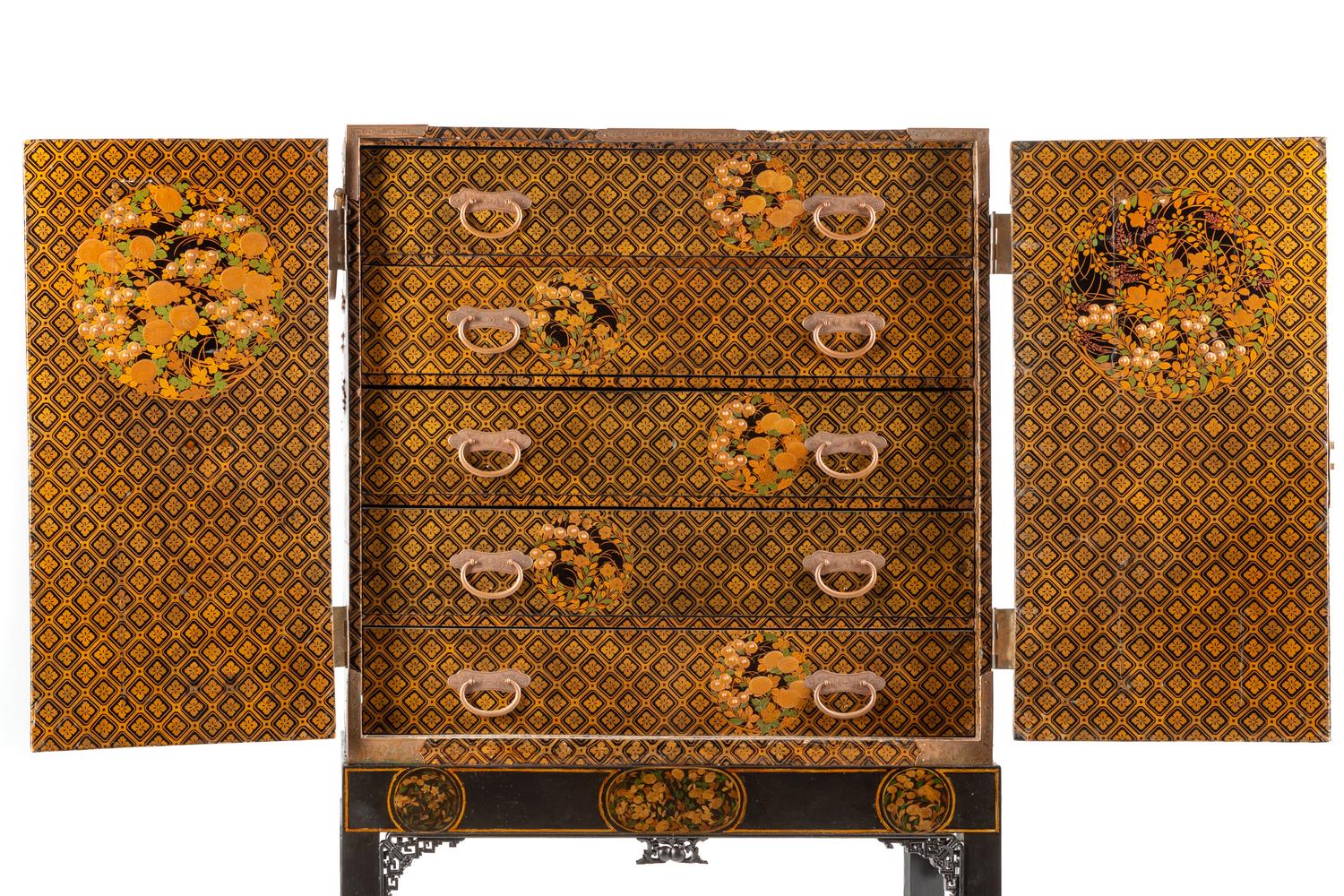 A Japanese Export Lacquer Cabinet on Stand