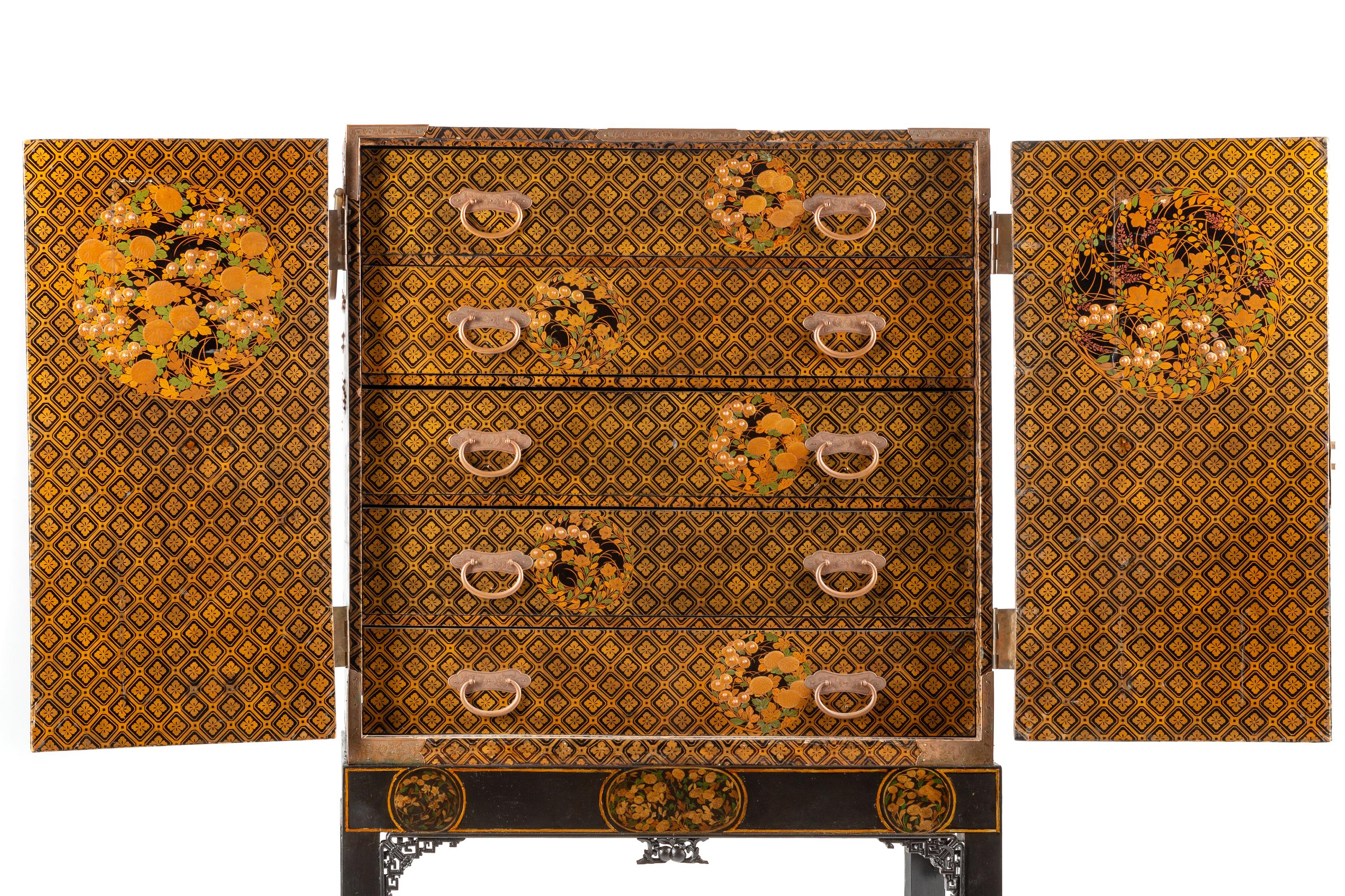A Japanese Export Lacquer Cabinet on Stand