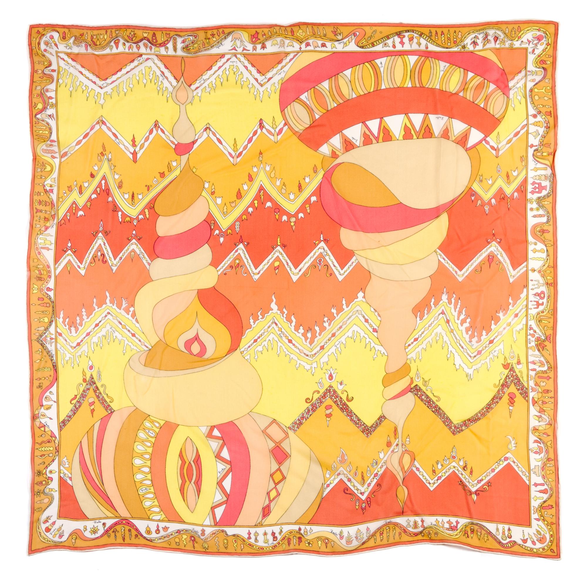 A Group of Five Emilio Pucci Print Scarves,