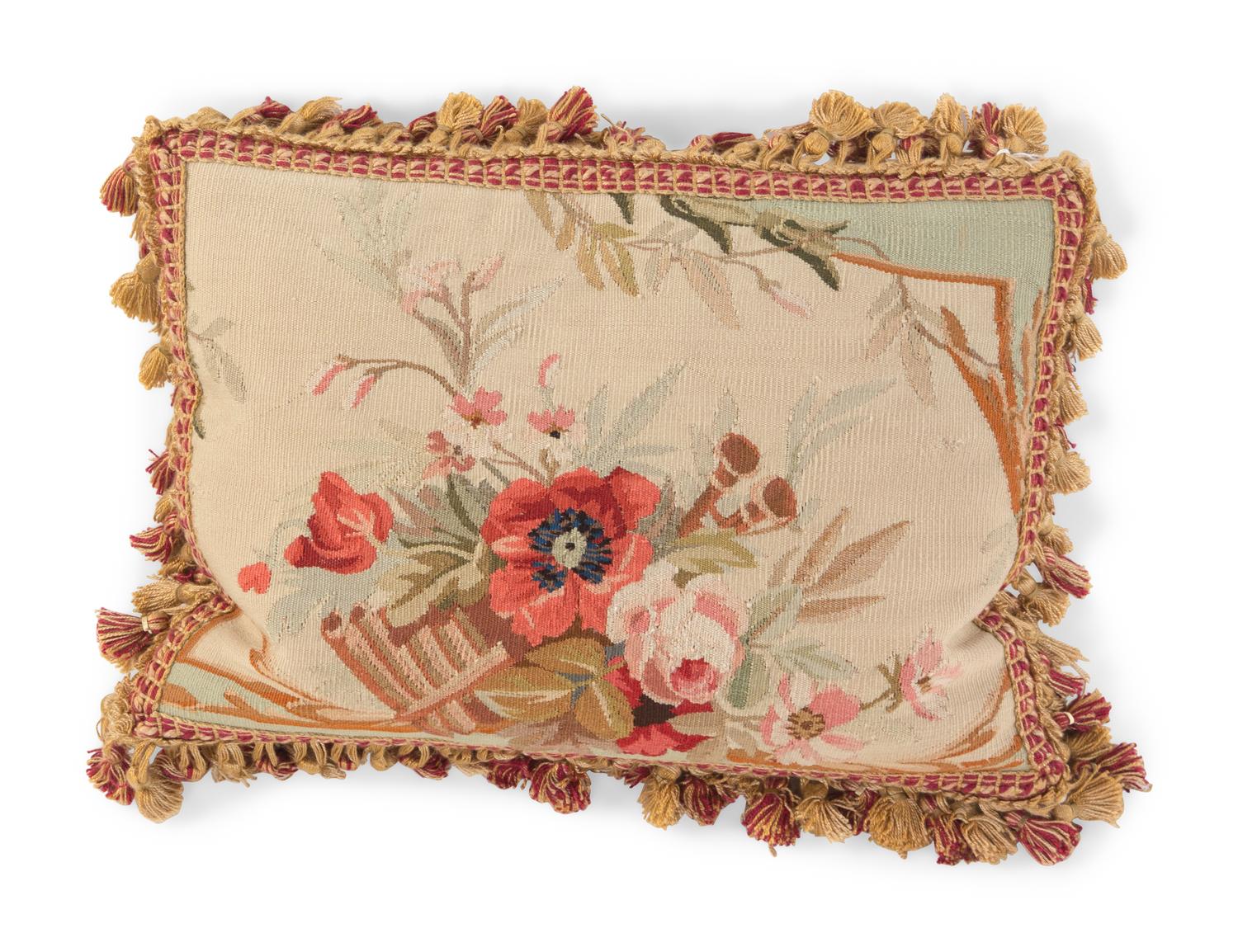 A Pair of Aubusson Tapestry Upholstered Pillows