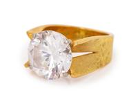 An 18 Karat Yellow Gold and Cubic Zirconia Ring,