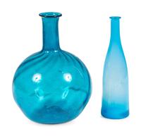 Two Early American Sapphire Blown Glass Bottles