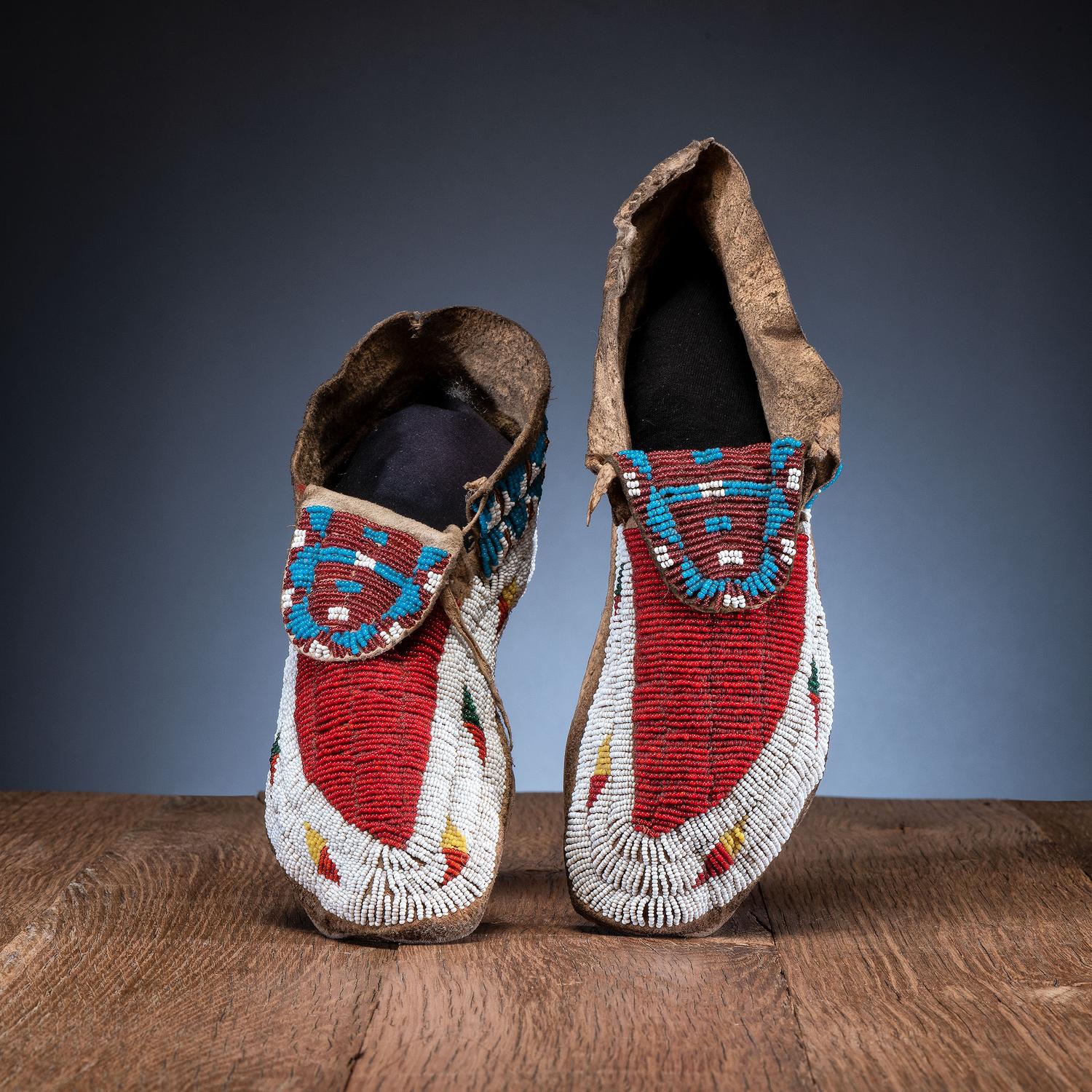 Sioux Beaded Buffalo Hide Moccasins