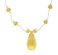 COLLECTION OF YELLOW GOLD AND HELIODOR JEWELRY