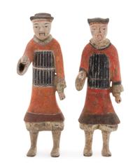 Two Painted Pottery Figures of Soldiers — HAN DYNASTY
