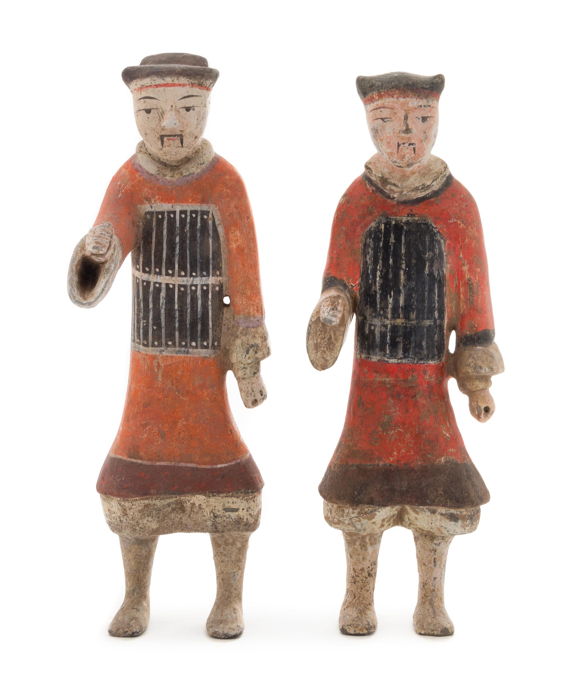 Two Painted Pottery Figures of Soldiers — HAN DYNASTY