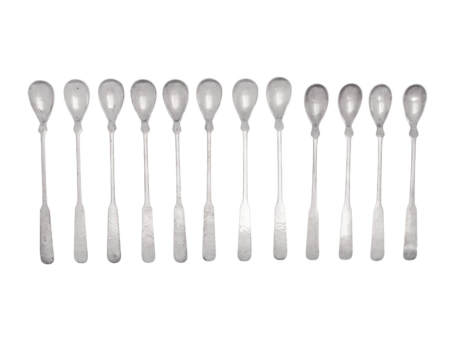 Twelve American Silver Cocktail Spoons
