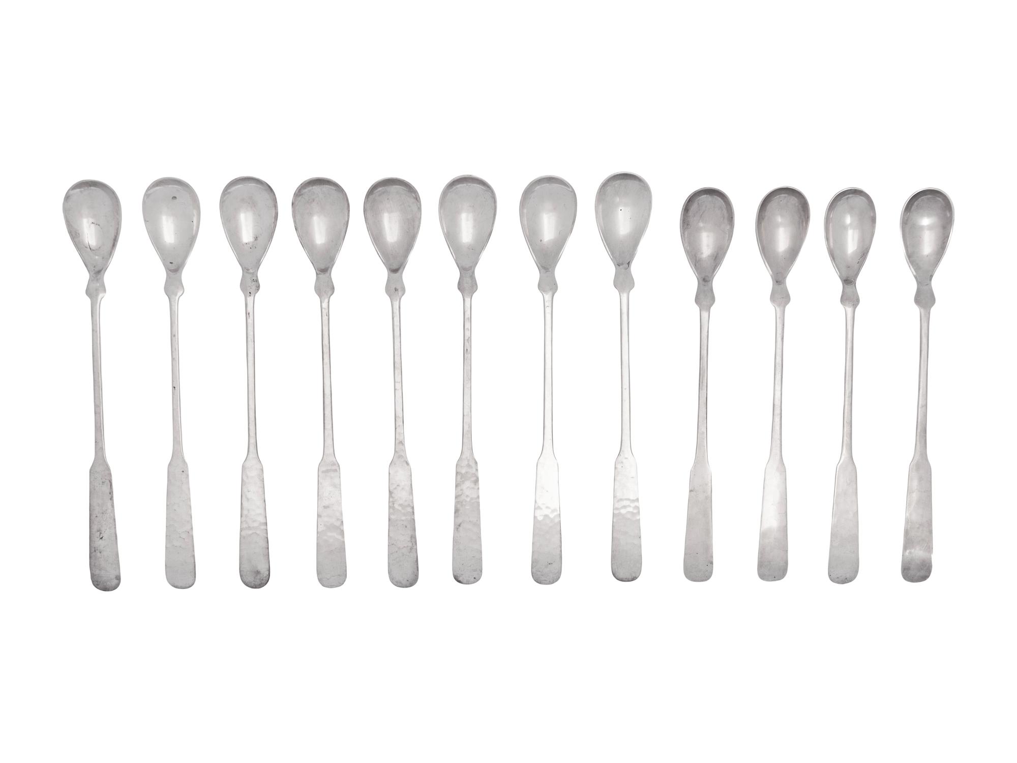 Twelve American Silver Cocktail Spoons