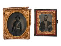 [CIVIL WAR]. A group of Civil War photographs and documents, incl. tintype of triple-armed soldier.