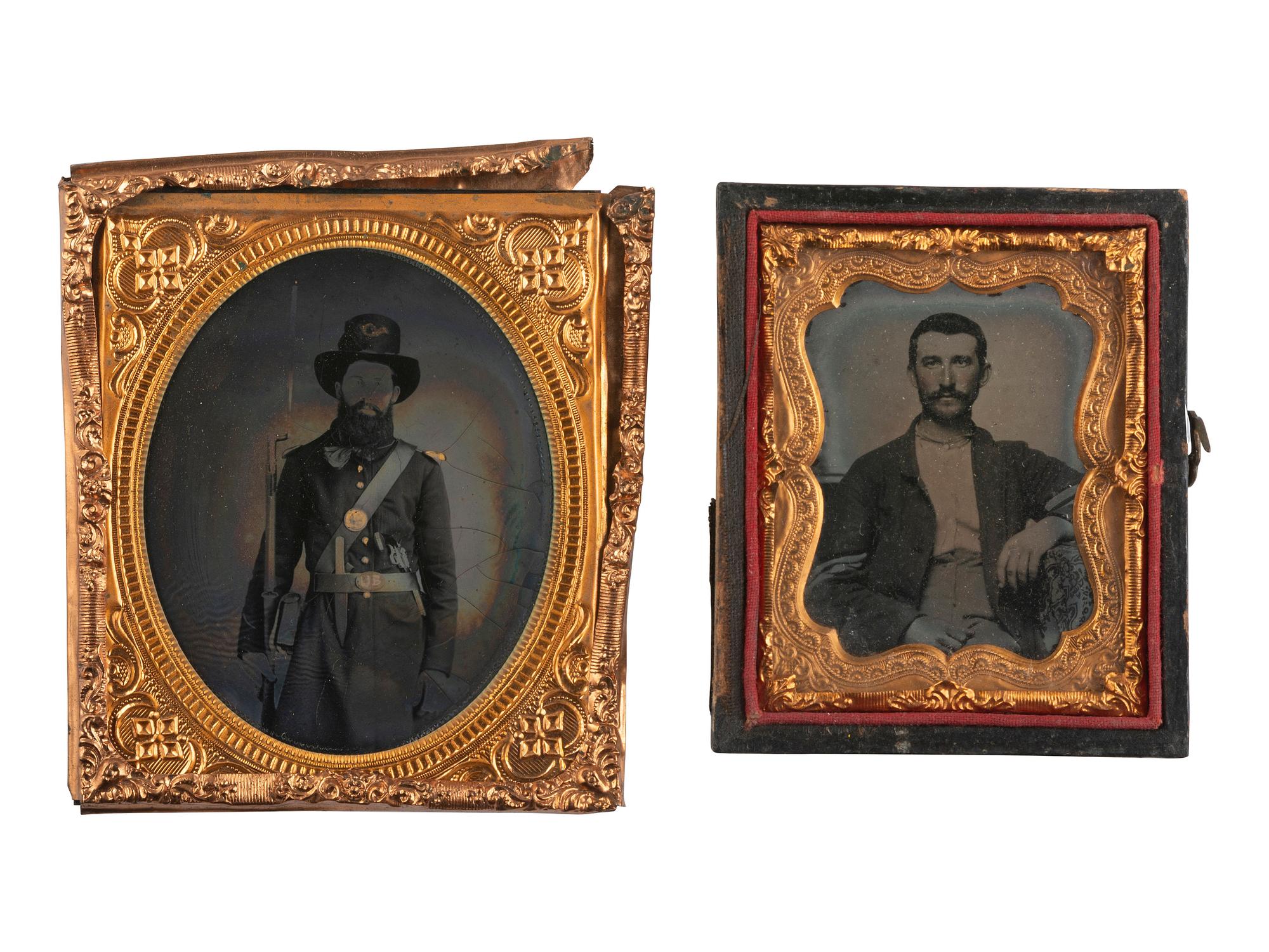 [CIVIL WAR]. A group of Civil War photographs and documents, incl. tintype of triple-armed soldier.