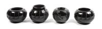 Four San Ildefonso Miniature Blackware Bowls Diameter of each 2 1/2 inches