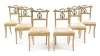 A Set of Six Italian Painted Dining Chairs Height 36 inches. — 20TH CENTURY