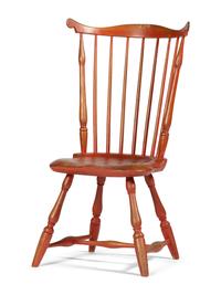 A Red-Stained Comb-Back Compass-Seat Windsor Side Chair