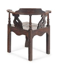 A William and Mary Carved Oak Corner Chair
