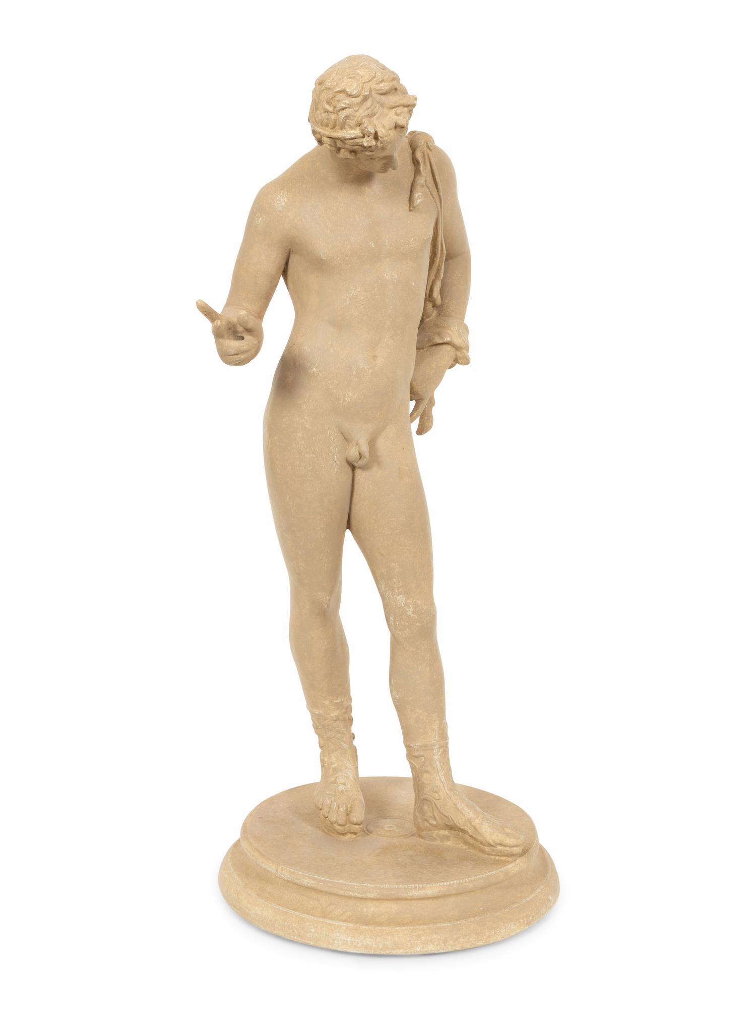 An Italian Patinated Plaster FIgure of Narcissus