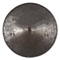 An Italian Etched Steel Targe Round Shield