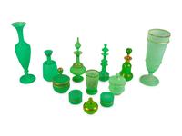 A Collection of Twelve Green Opaline Glass Items — 19TH CENTURY