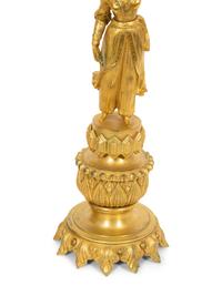 A Pair of Continental Gilt Bronze Candlesticks