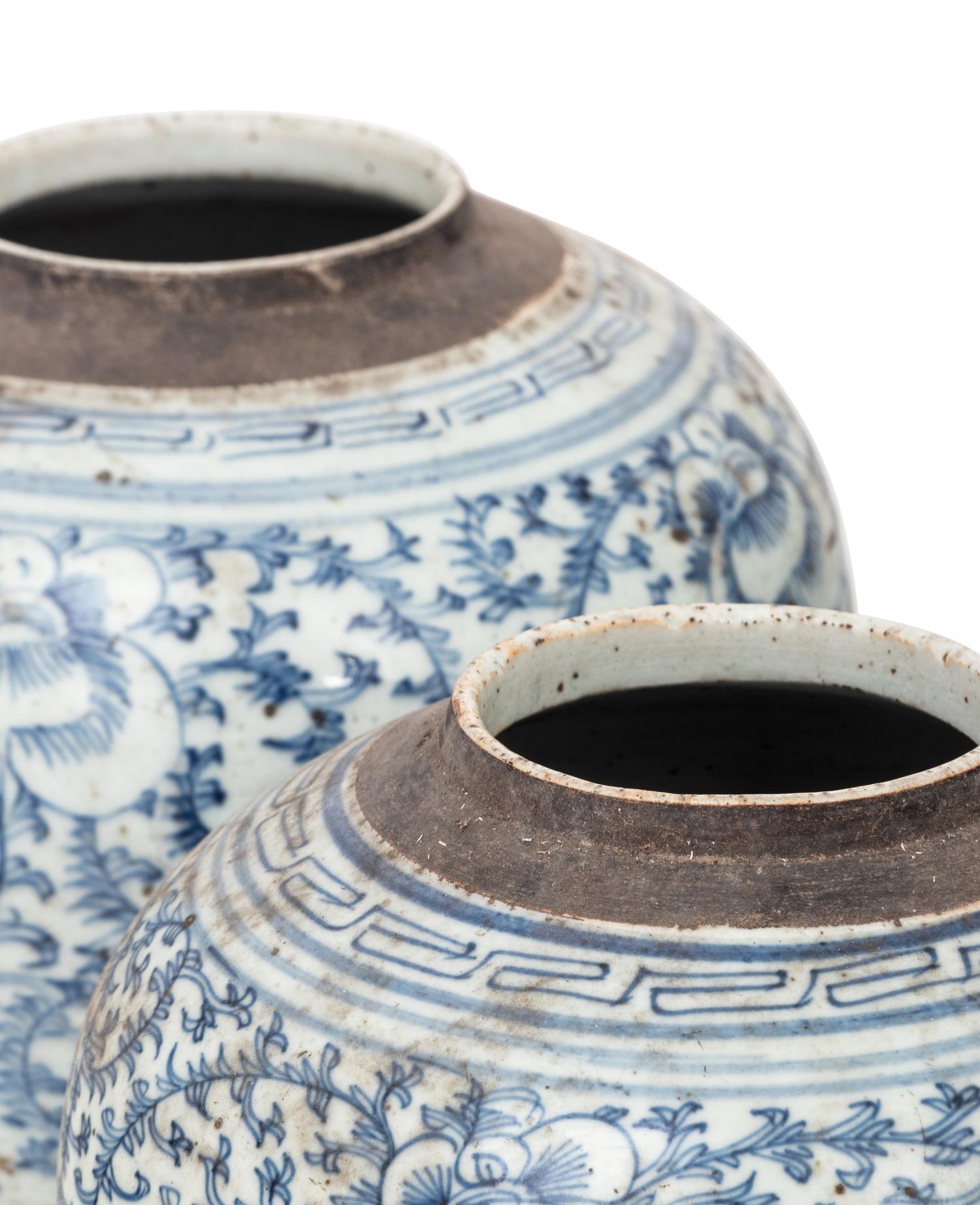 10 Chinese Blue and White Porcelain 'Foliate' Jars