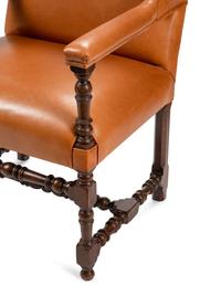 A William and Mary Style Leather Upholstered Walnut Armchair