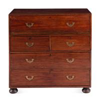 An English Mahogany Campaign Bureau Chest
