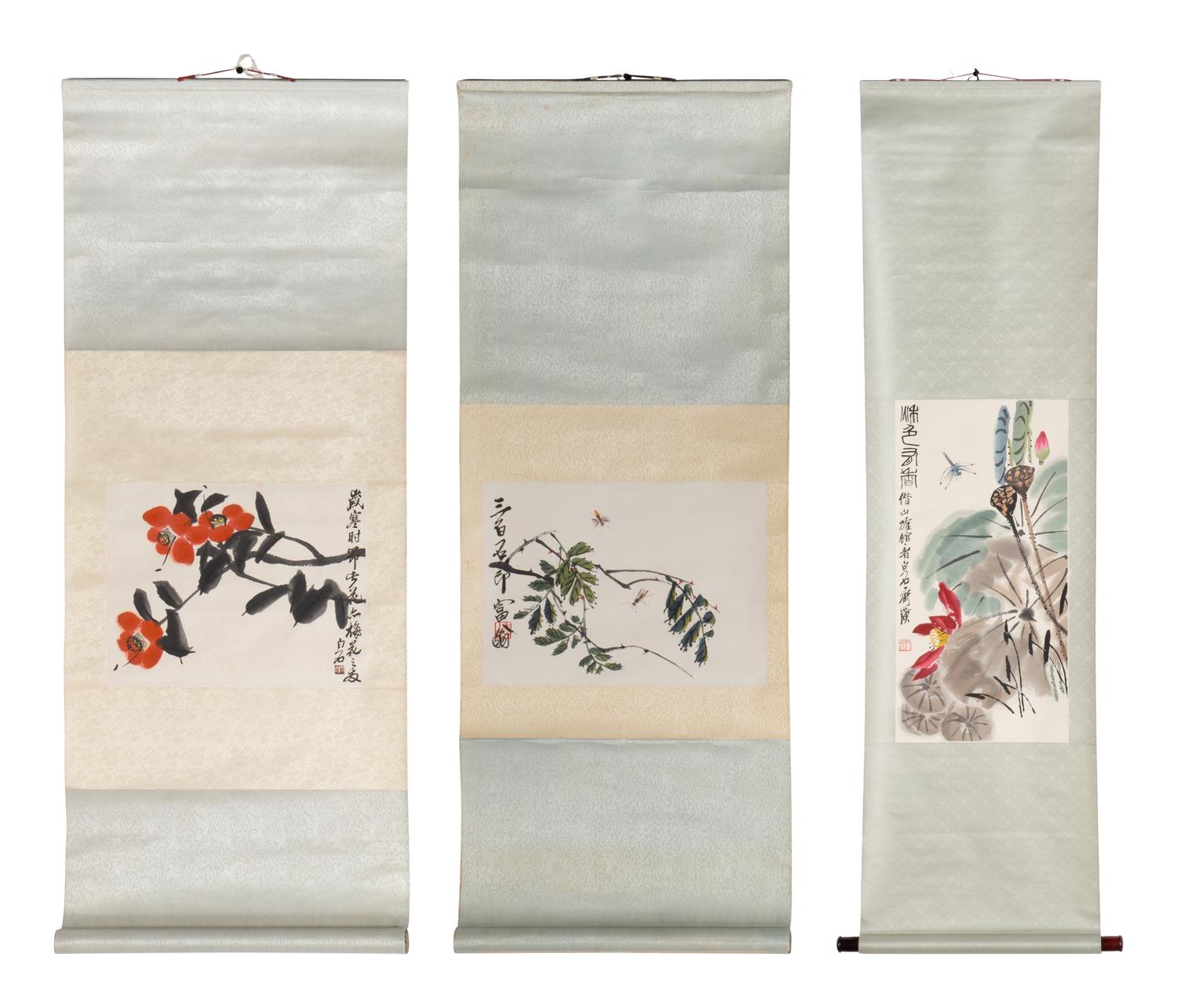 Qi Baishi 齊白石木版水印立軸三幅