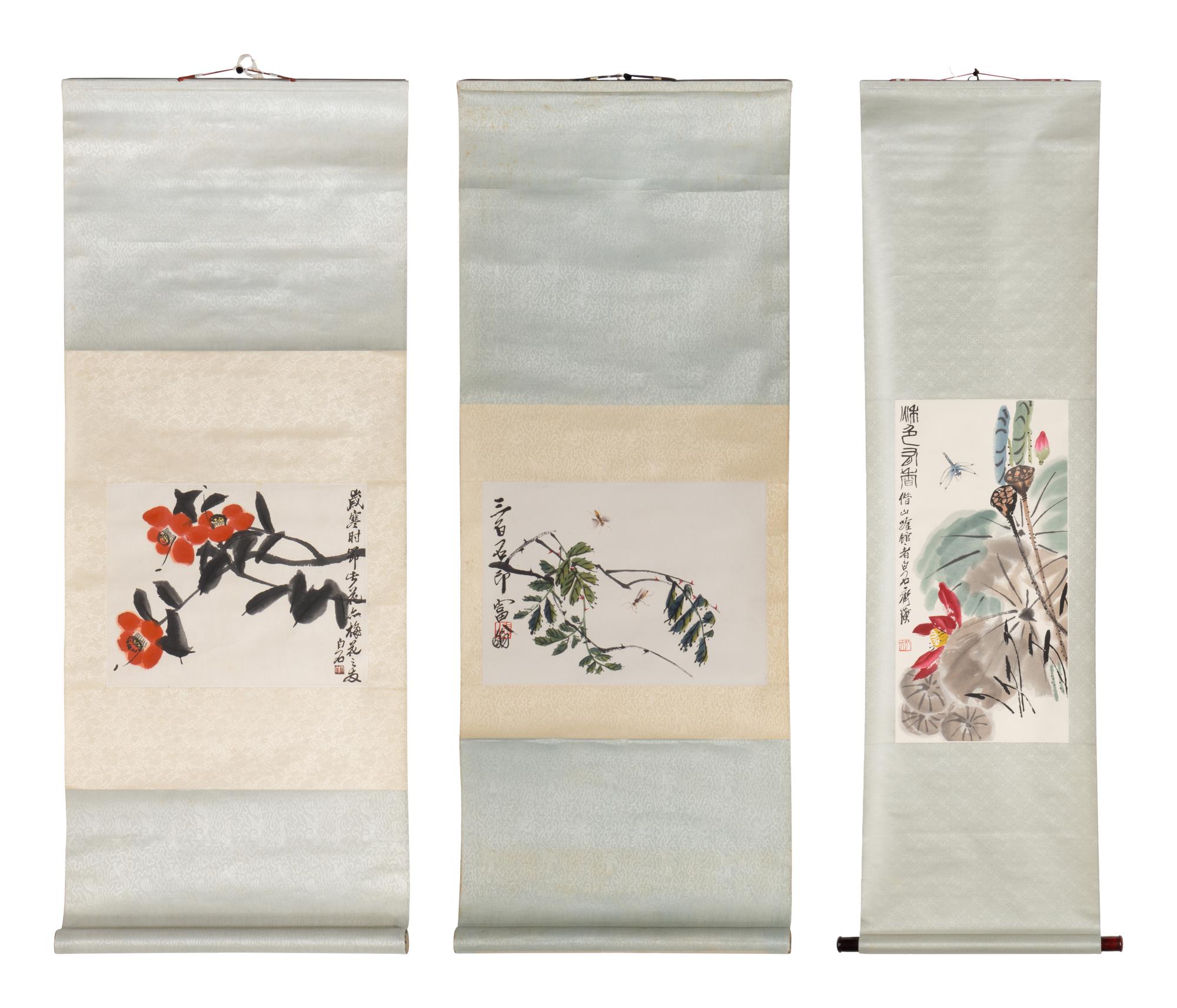 Qi Baishi 齊白石木版水印立軸三幅