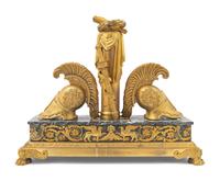 A Large Empire Style Gilt Bronze and Vert de Mer Marble Ink Stand