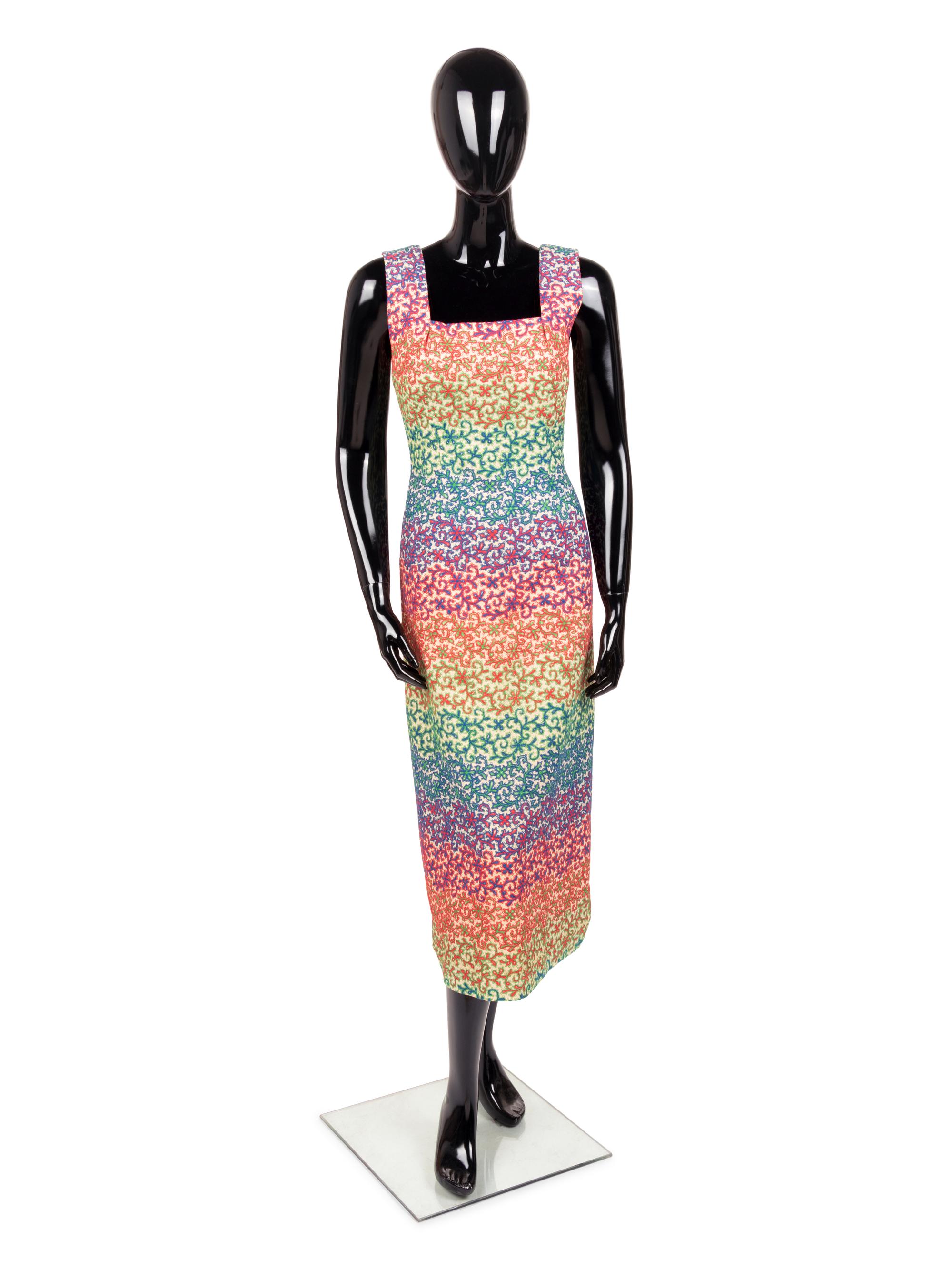 Falkenstein Embroidered Linen Sheath Dress, ca. 1955
