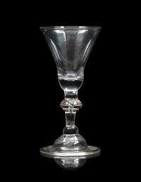 A Group of Three English Knopped Stem Wine Glasses