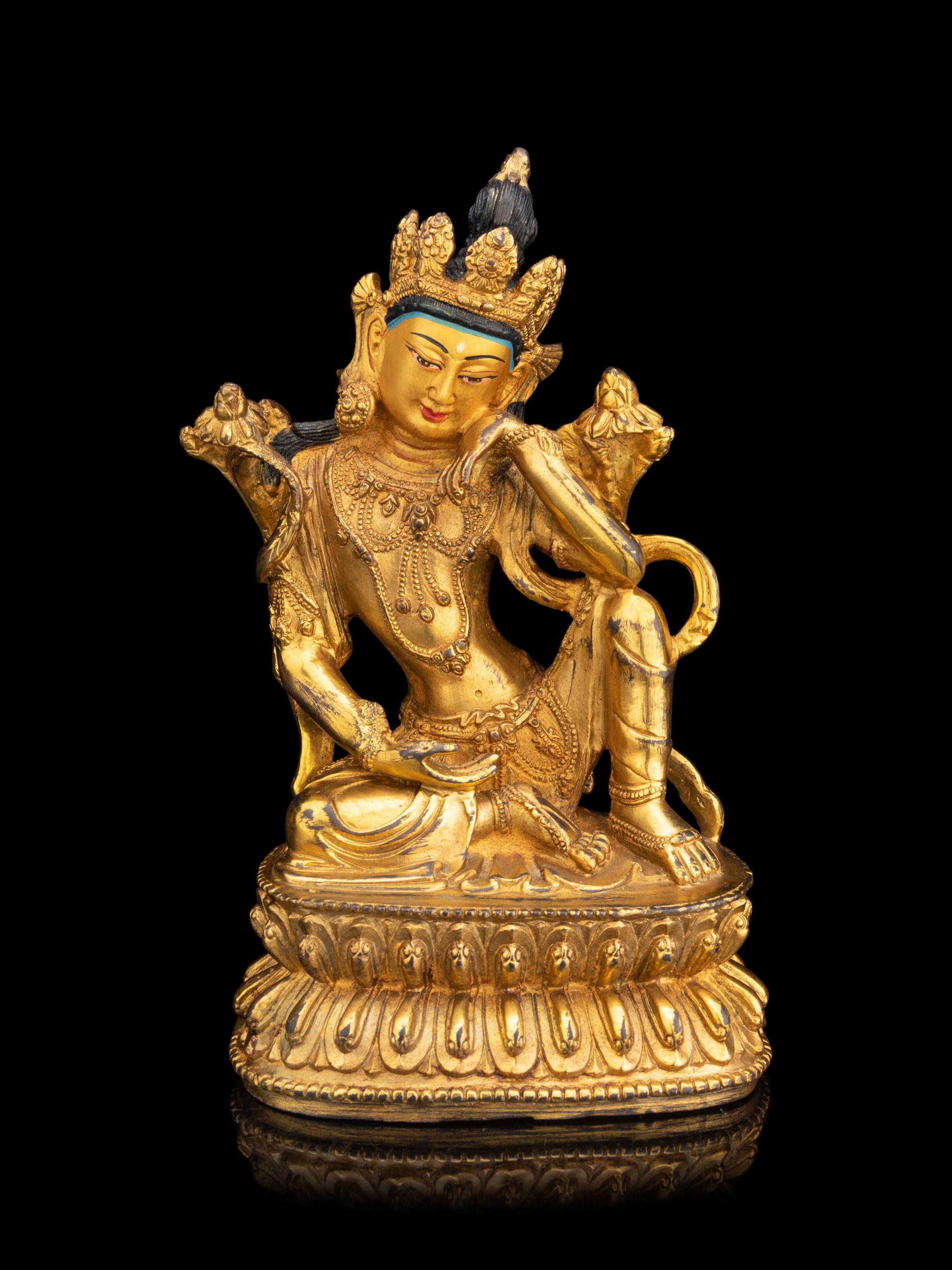 A Sino-Tibetan Gilt Bronze Figure of a Seated Tara