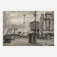 Reginald Marsh (American, 1898-1954) Railroad Yard