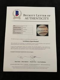 A Ted Williams Signed Autograph Baseball (Beckett Authentication Services Letter BAS Certified),